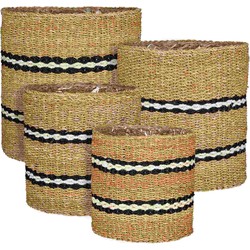 Mica Decorations Mand Dave - 54x54x54 cm - Zeegras - Zwart- Set van 4