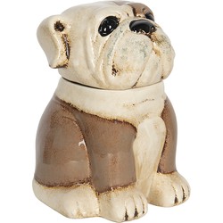 Clayre & Eef Beeld Hond 20x18x26 cm Bruin Beige Keramiek beeld decoratie