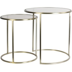 Light&living Bijzettafel S/2 Ø40x45+Ø50x52 cm DUARTE gls bruin+licht goud