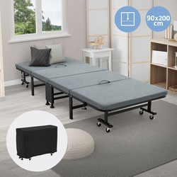 Opvouwbaar logeerbed 90x200 cm met matras, oprolbaar, voor kinderen & volwassenen tot 200kg draagvermogen