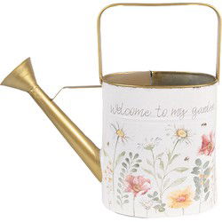 Clayre & Eef Decoratie Gieter Wit Metaal Bloemen