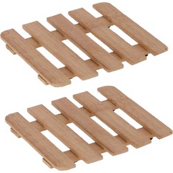 Set van 4x stuks pannenonderzetter van hout vierkant 15 x 15 cm - Panonderzetters