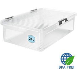 Opbergdoos Transparant met wieltjes 60x40x17cm - 24L