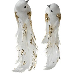 Clayre & Eef Decoratie Vogels 15x8x5 cm Wit Kunststof
