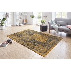 Vintage Laagpolig vloerkleed - Plume - Goud / Grijs - 80 X 250 CM