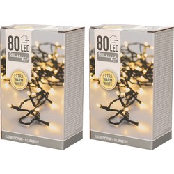 2x stuks 80 kerst led-lampjes extra warm wit voor buiten - Kerstverlichting kerstboom