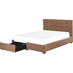 Beliani ROCHELLE - Tweepersoonsbed-Bruin-Polyester