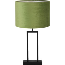 Tafellamp Shiva/Velours - Zwart/Olive Green - Ø30x62cm