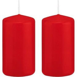 Trend Candles stompkaars - 2x - rood - 5 x 10 cm - 23 branduren - Stompkaarsen