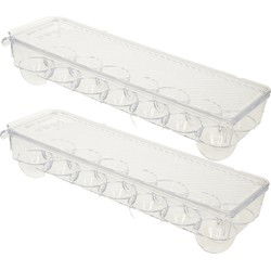 PlasticForte Eierdoos - 2x - koelkast organizer - 14 ei - 37x11,5cm - Vershoudbakjes