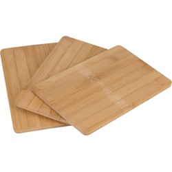 Excellent Houseware Snijplanken/broodplanken bamboe hout - set van 3x - 22 x 15 cm - Snijplanken