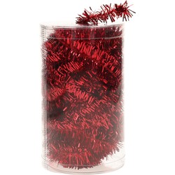 Bellatio decorations Kerstslinger - rood - folie tinsel - 20 m - Kerstslingers