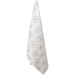 Clayre & Eef Theedoek 47x70 cm Wit Katoen Katten Keukenhanddoek