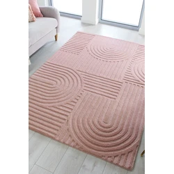 Zen vloerkleed - Japandi - Laagpolig - 100% Wol Modern - Roze - 120 X 170 CM