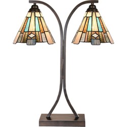 LumiLamp Tiffany Tafellamp 48x19x57 cm Bruin Glas Kunststof