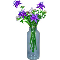 Floran Bloemenvaas Milan - transparant blauw glas - D15 x H35 cm - melkbus vaas met smalle hals - Vazen