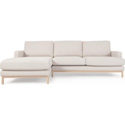 Kave Home - Mihaela 3-zitsbank met chaise longue links in wit micro-bouclé 264 cm