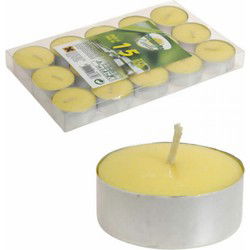 Citronella geurkaars theelichten - 15x - waxinelichtjes - 4 branduren - Waxinelichtjes