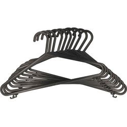 Dirt Devil Kledinghangers met broekstang - 20x - kunststof - zwart - 36 x 21 cm - Kledinghangers