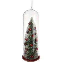 Rode kerstboom in stolp kerstversiering hangdecoratie 22 cm - Kersthangers