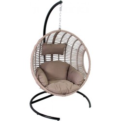 24Designs SALE - Relax Hangstoel Ibiza 1-Persoons Egg Chair - Zand Vlechtwerk + Taupe Kussens