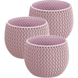 Set van 3x stuks plantenpotten/bloempotten kunststof dia 18 cm en hoogte 13.5 cm midden roze - Plantenpotten