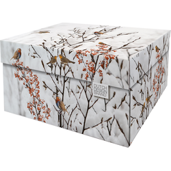 Dutch Design Brand Opbergdoos met Deksel - Doos in Karton - Geschenkdoos - 39x31x21cm - Winter Robins - 1 Stuk