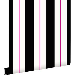 ESTAhome behang strepen roze en zwart - 53 cm x 10,05 m - 116506