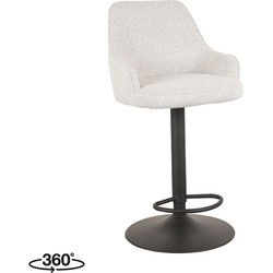 LABEL51 Barkruk Fender - Wit - Boucle - Zithoogte 64-84