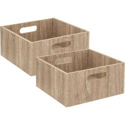 5five Opbergmand hout - 2x - 14L - lichtbruin - 31 x 31 x 15 cm - Opbergmanden