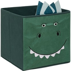 Atmosphera Opbergmand/kastmand dino - voor kinderen - karton/kunststof - groen - 30 x 30 cm - Opbergmanden