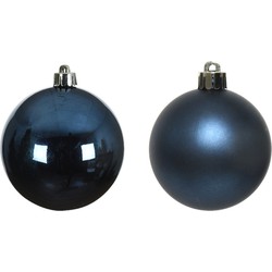 Decoris kleine kerstballen - 16x st - donkerblauw - 4 cm - kunststof - Kerstbal