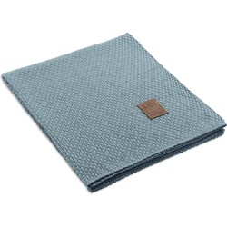 Knit Factory Jesse Gebreid Plaid - Woondeken - Kleed - Stone Green - 160x130 cm