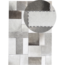 Beliani PERVARI - Patchwork-Grijs-Koeienhuid leer