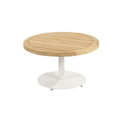 Volta teak salontafel centrale poot wit 60 cm dia. H35 cm 4SO