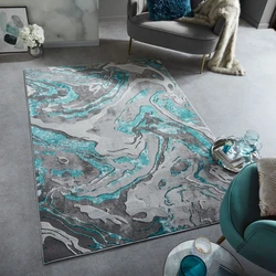 Modern vloerkleed - Marbled Grijs/Turquoise - 120 X 170 CM