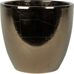 Plantenpot/bloempot - Strakke look - goud - D33 x H28 cm - glanzend - Plantenpotten