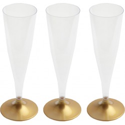 Champagneglazen - 10x - plastic - 140 ml - goud - herbruikbaar - Champagneglazen
