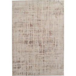 Vercai Rugs Artisan Collectie - Laagpolig Vloerkleed - Zacht Tapijt voor Woonkamer - Polyester - Crème / Grijs - 200x290 cm