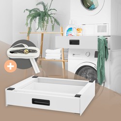 Wasmachine Aansluitframe met Lade 60x55 cm Wit Staal ML-Design