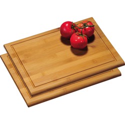 2x Rechthoekige dikke bamboe houten snijplanken 28 x 38 cm - Snijplanken