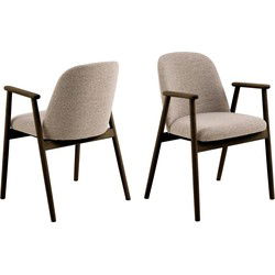 Eetkamerstoel - Beige - Stof - Zithoogte 49cm - Leonie - Set van 2
