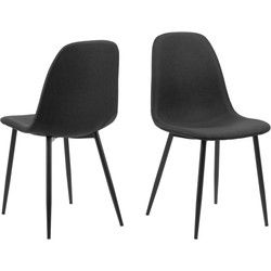 Eetkamerstoel - Lichtgrijs/Zwart - Zithoogte 46cm - Nesia - Set van 4
