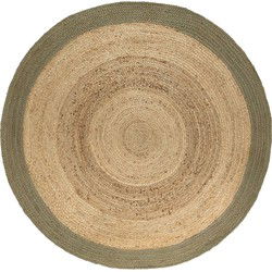 Rond vloerkleed Jute Naturel/Groen - Rond 200 Ø - (L)