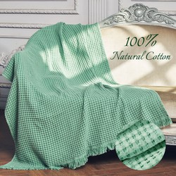 Amelie Home Vintage Wafel Plaid Salie groen 130 x 150 cm