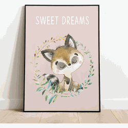 Label2X Kinderkamer poster wasbeertje sweet dreams A3 - A3