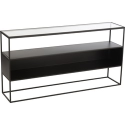 J-line - Console Vierkant Metaal/glas Zwart - 140x30x72cm