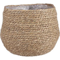 Mica Decorations Bloempot - rotan - naturel - jute - 24 x 26 cm - Plantenpotten