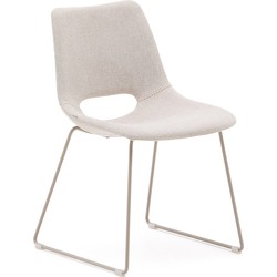 Kave Home - Zahara beige stoel met stalen poten en beige afwerking