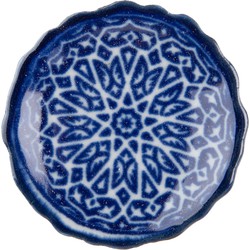 Clayre & Eef Deurknop  Ø 4x4 cm Blauw Keramiek Rond Bloem Meubelknop